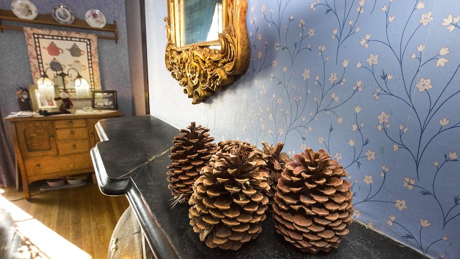 Wood mantle in historic home